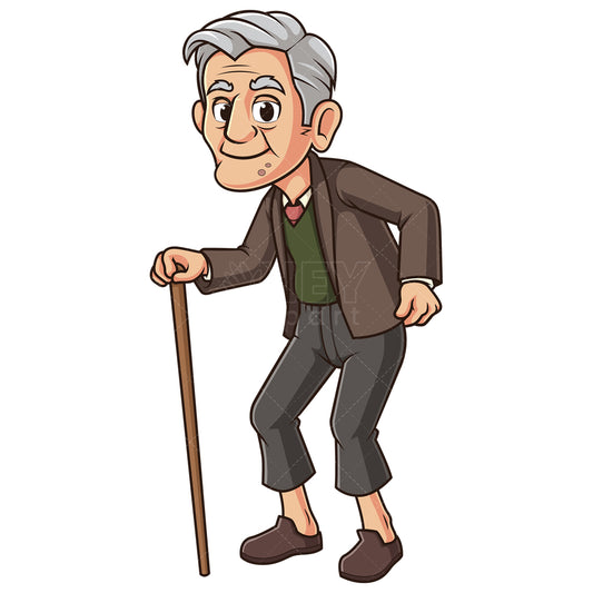 Royalty-free stock vector illustration of a weak senior man.