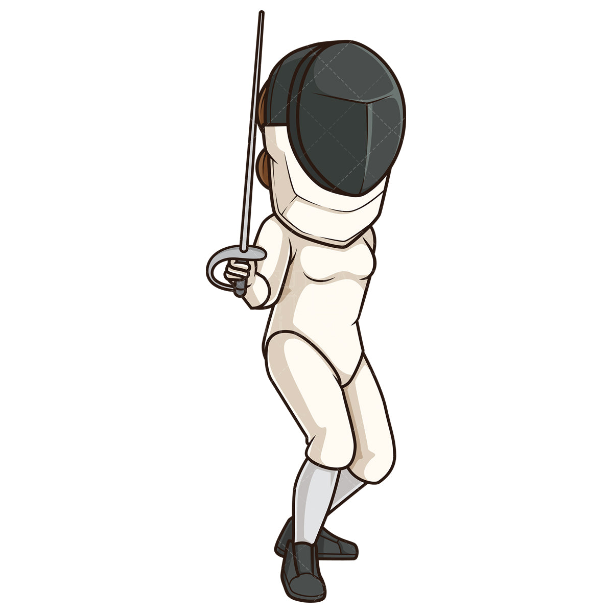 Royalty-free stock vector illustration of a woman fencing.