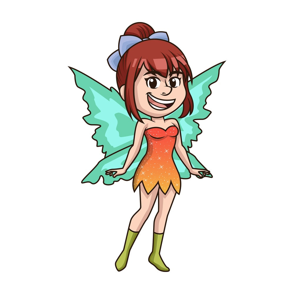 Cute fairy with blue wings. PNG - JPG and vector EPS (infinitely scalable).
