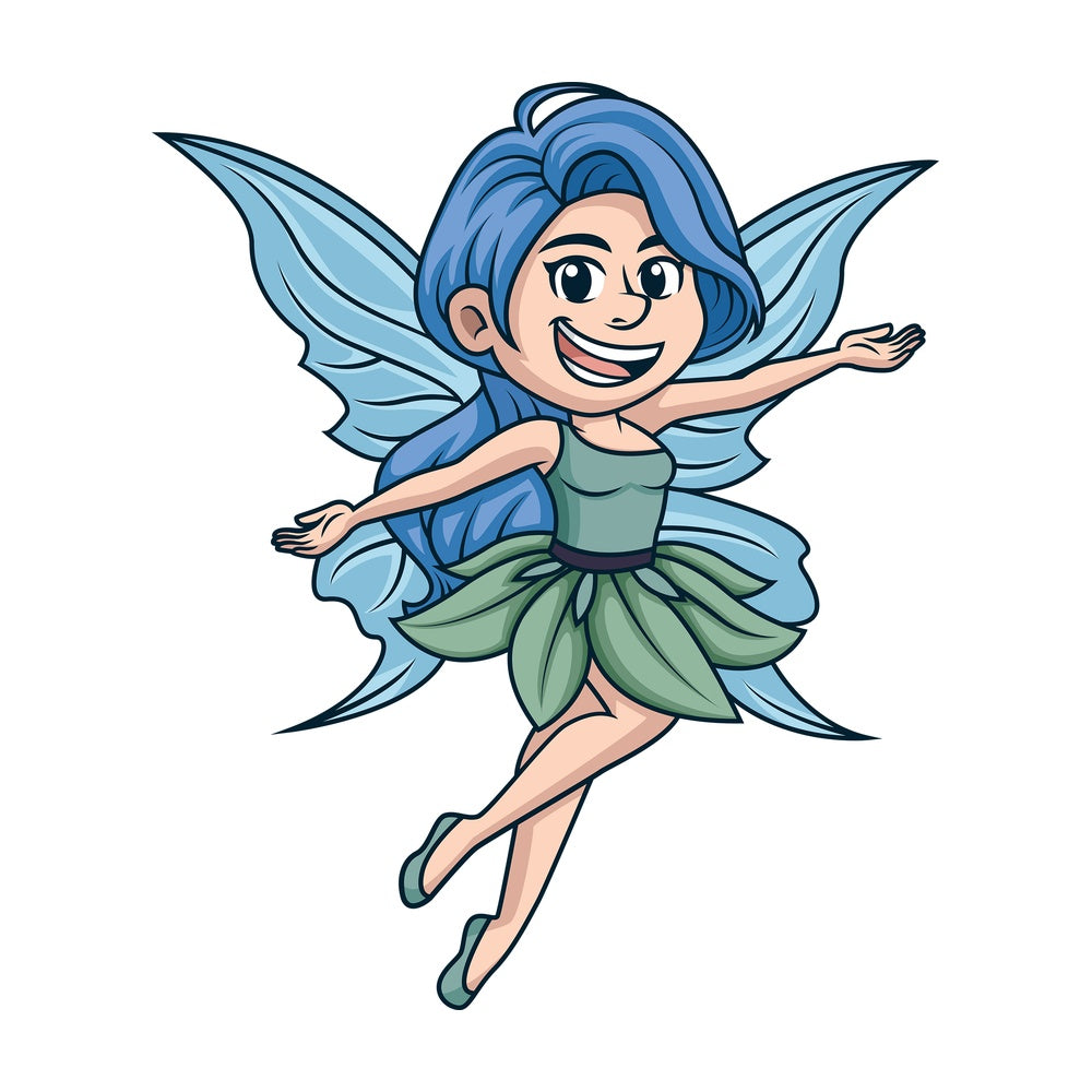 Happy blue fairy. PNG - JPG and vector EPS (infinitely scalable).