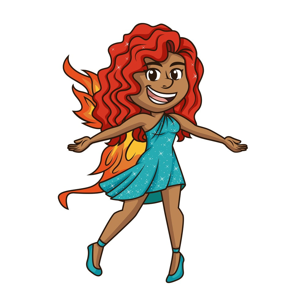 Black fairy with fiery wings. PNG - JPG and vector EPS (infinitely scalable).