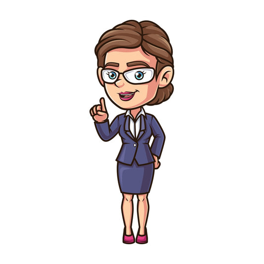 Female employee making a point. PNG - JPG and vector EPS (infinitely scalable).