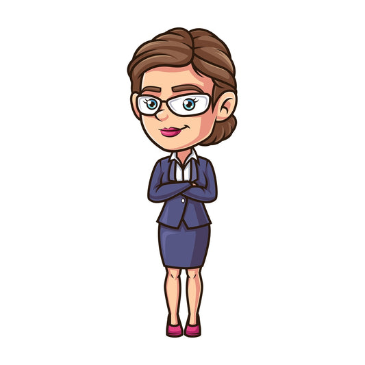 Confident woman employee. PNG - JPG and vector EPS (infinitely scalable).