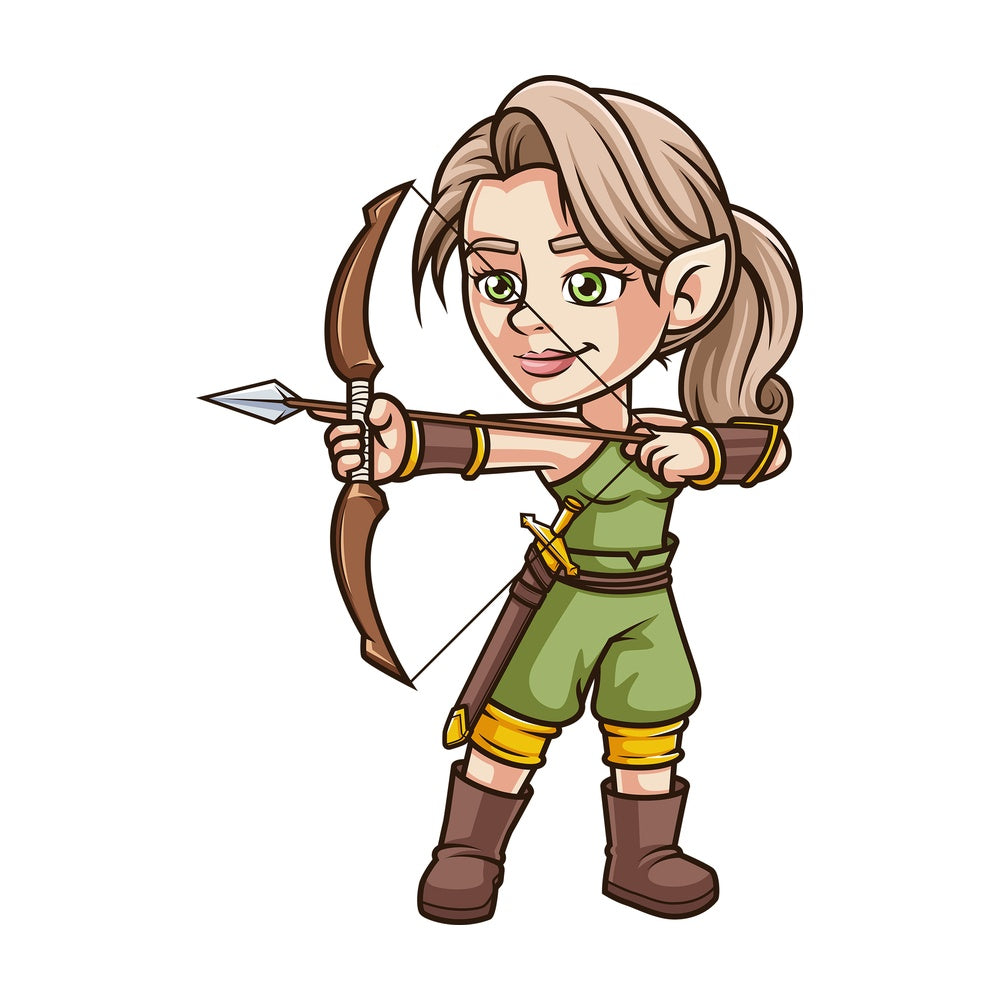 Female elf archer warrior. PNG - JPG and vector EPS (infinitely scalable).