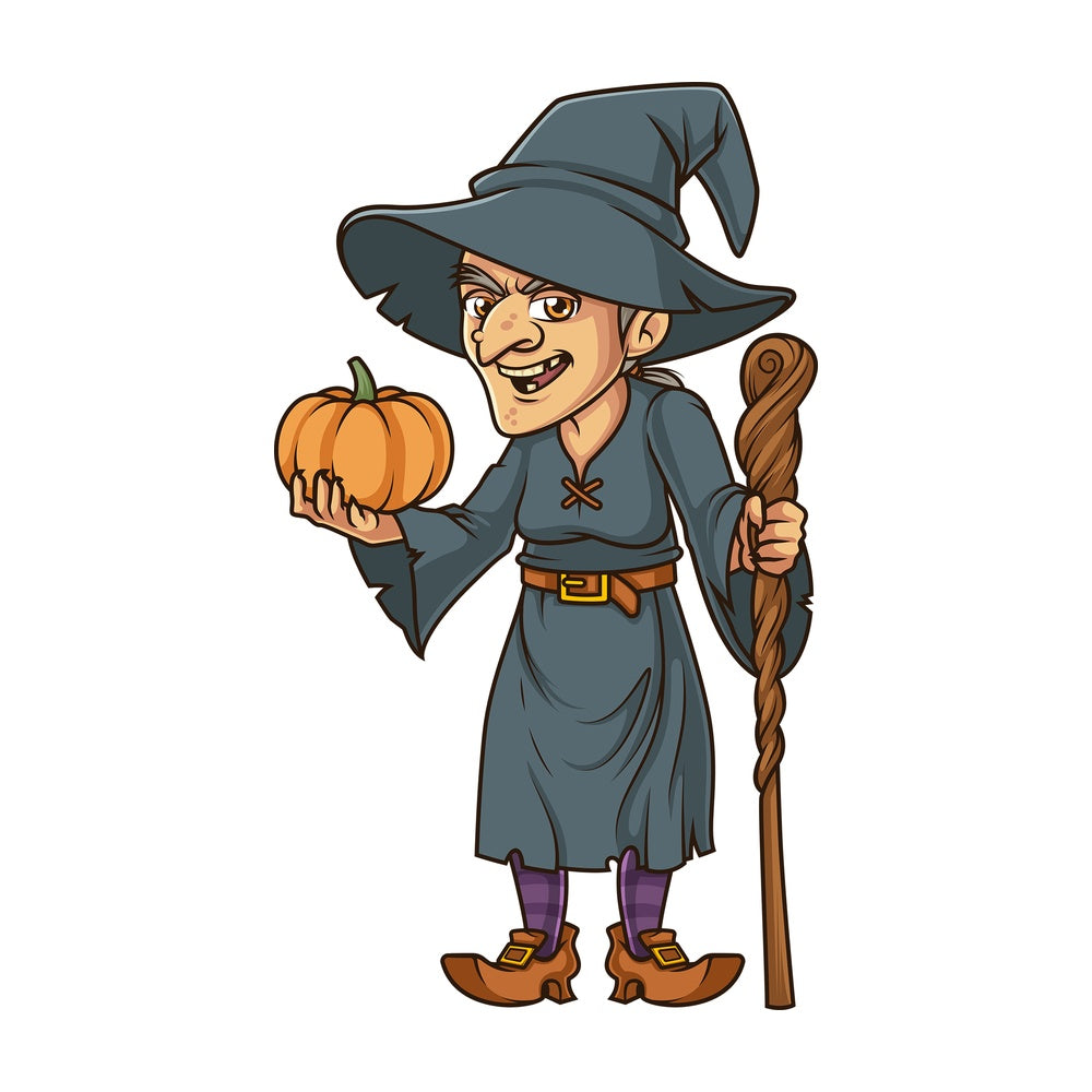 Witch holding a pumpkin. PNG - JPG and vector EPS (infinitely scalable).