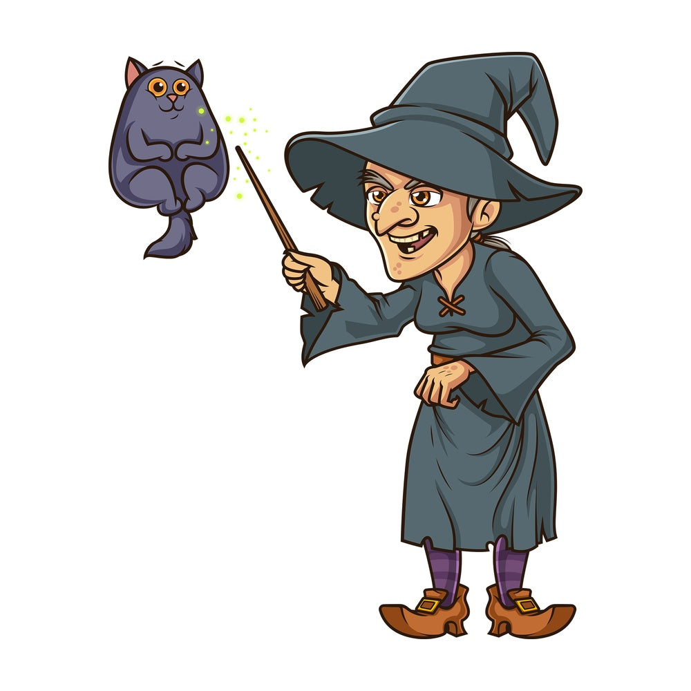 Witch casting spell on animal. PNG - JPG and vector EPS (infinitely scalable).