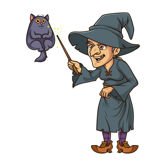 Witch casting spell on animal. PNG - JPG and vector EPS (infinitely scalable).