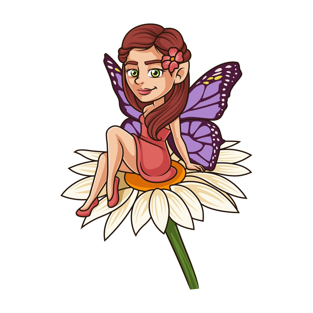Fairy sitting on large flower. PNG - JPG and vector EPS (infinitely scalable).