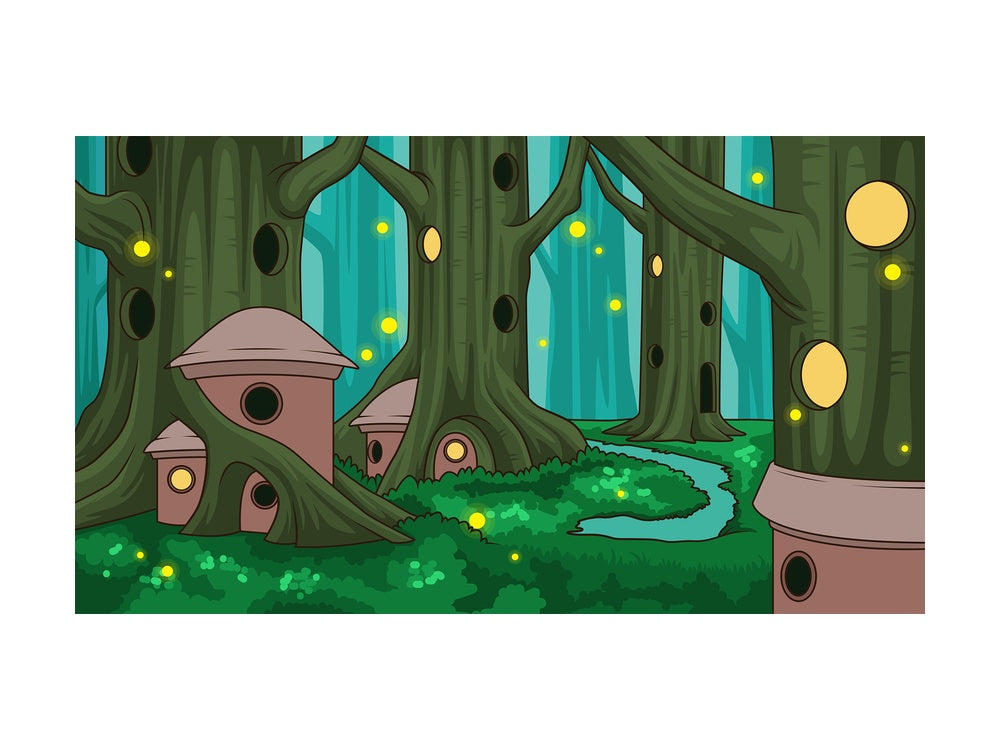Elven forest background in 16:9 aspect ratio. PNG - JPG and vector EPS file formats (infinitely scalable).