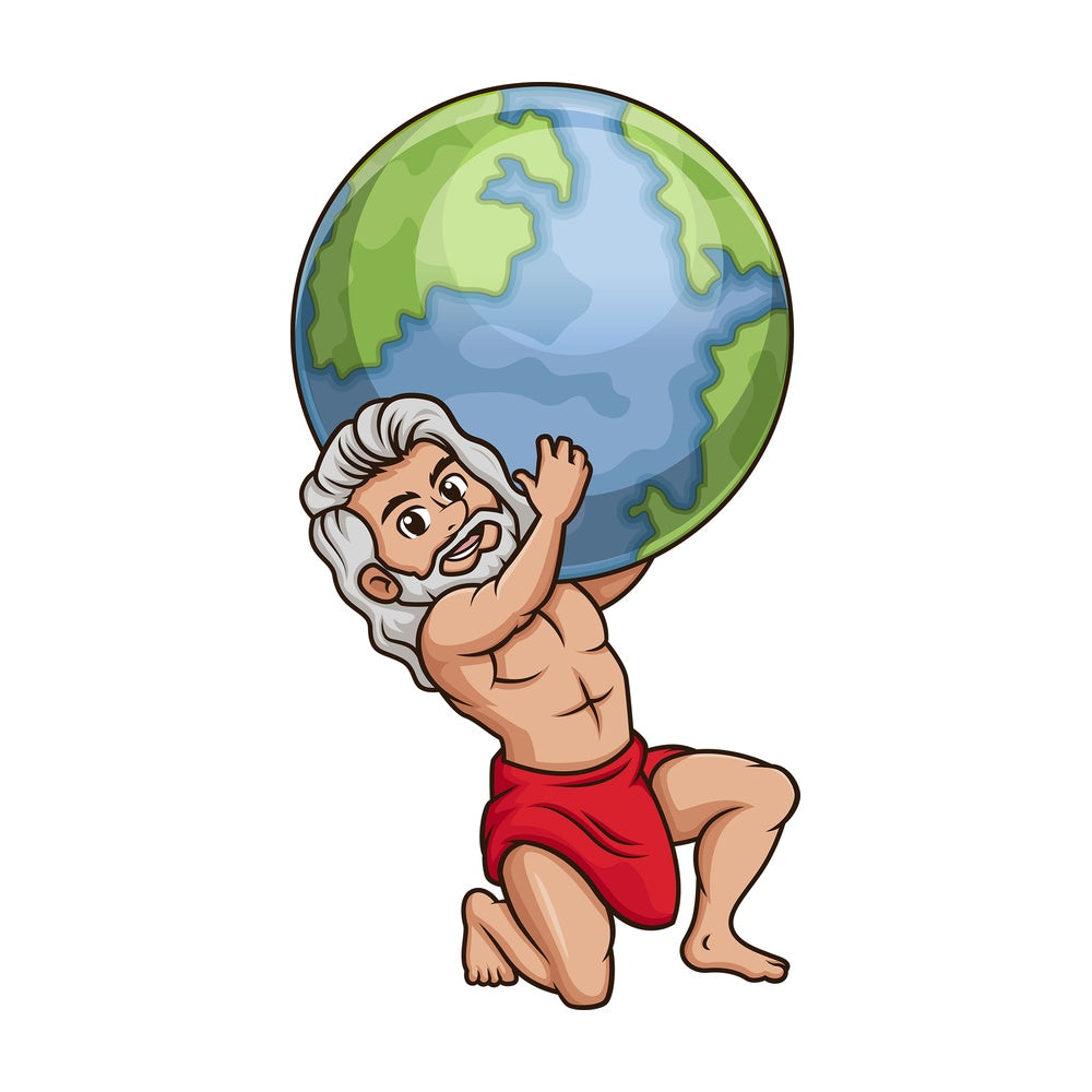 Titan god atlas holding the earth. PNG - JPG and vector EPS file formats (infinitely scalable). Image isolated on transparent background.