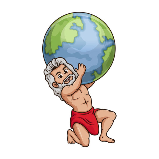 Titan god atlas holding the earth. PNG - JPG and vector EPS file formats (infinitely scalable). Image isolated on transparent background.