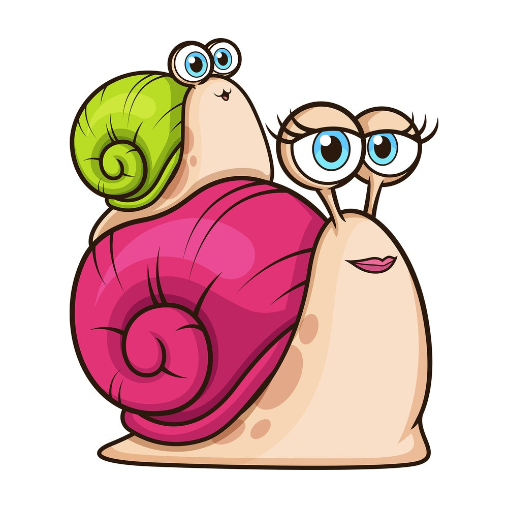 Mother with baby snail. PNG - JPG and vector EPS file formats (infinitely scalable). Image isolated on transparent background.