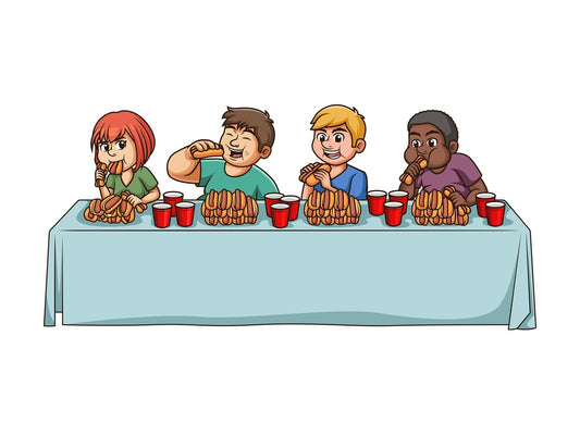 Hot dog eating contest. PNG - JPG and vector EPS file formats (infinitely scalable). Image isolated on transparent background.