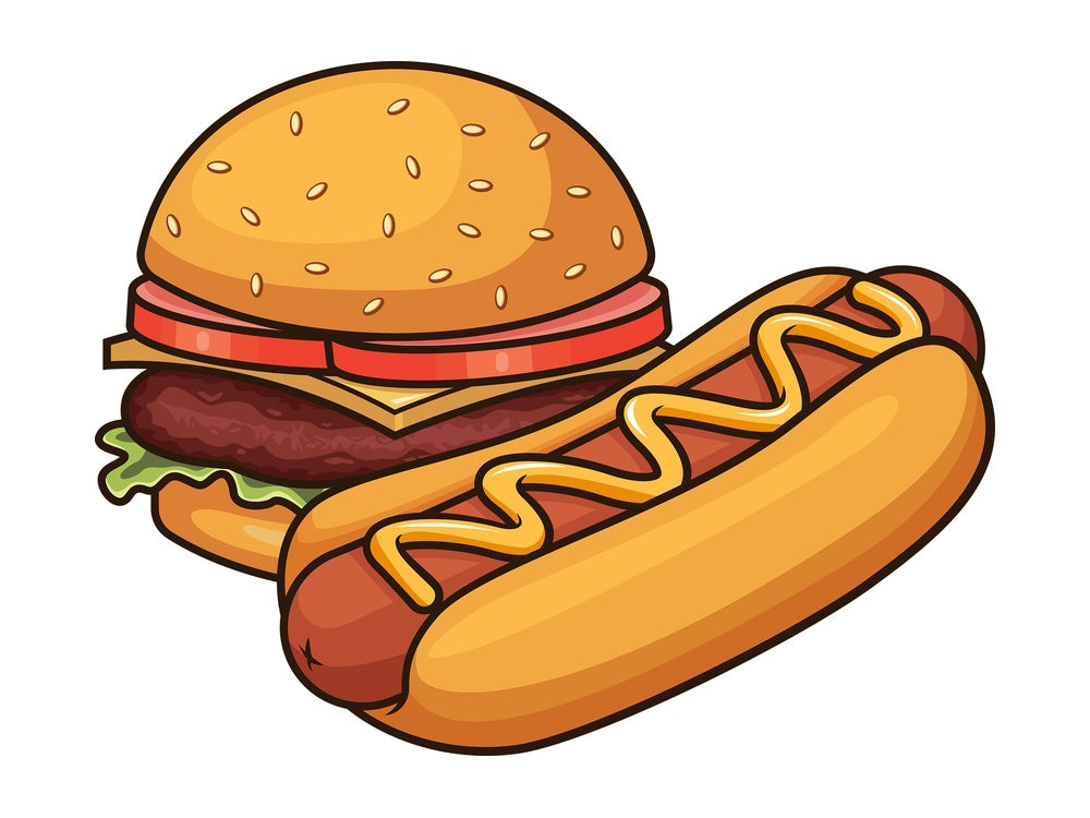 Hot dog and hamburger. PNG - JPG and vector EPS file formats (infinitely scalable). Image isolated on transparent background.
