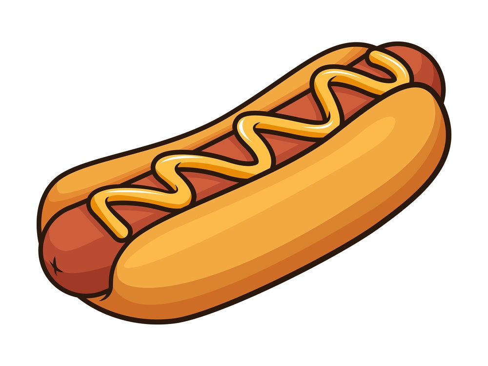 Hot dog with mustard. PNG - JPG and vector EPS file formats (infinitely scalable). Image isolated on transparent background.