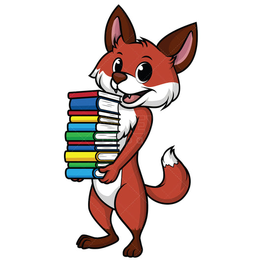 Royalty-free stock vector illustration of a fox carrying books.