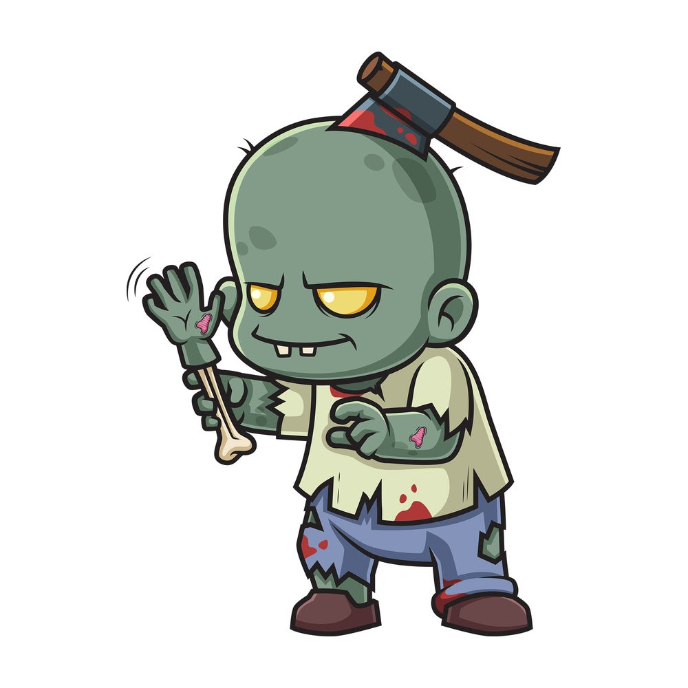 Zombie waving with arm bone. PNG - JPG and vector EPS (infinitely scalable).