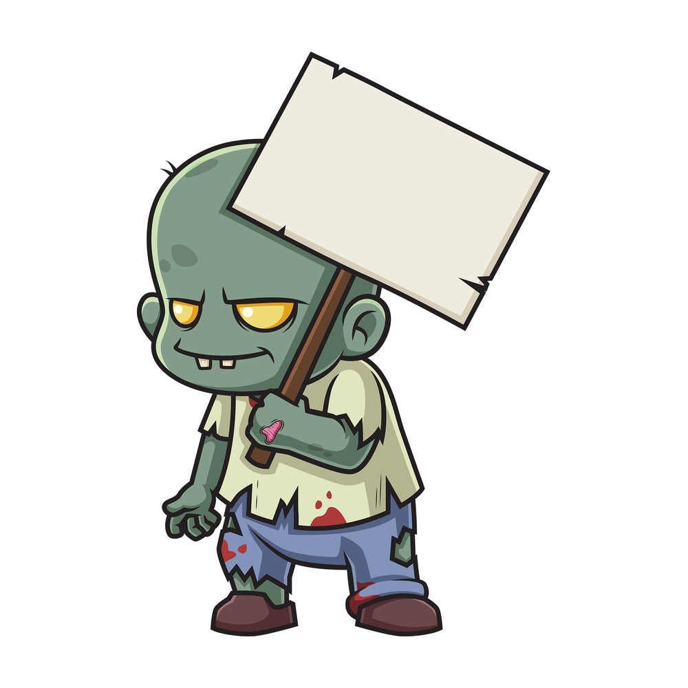 Zombie holding blank sign. PNG - JPG and vector EPS (infinitely scalable).
