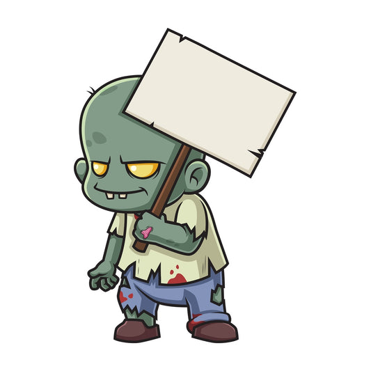 Zombie holding blank sign. PNG - JPG and vector EPS (infinitely scalable).