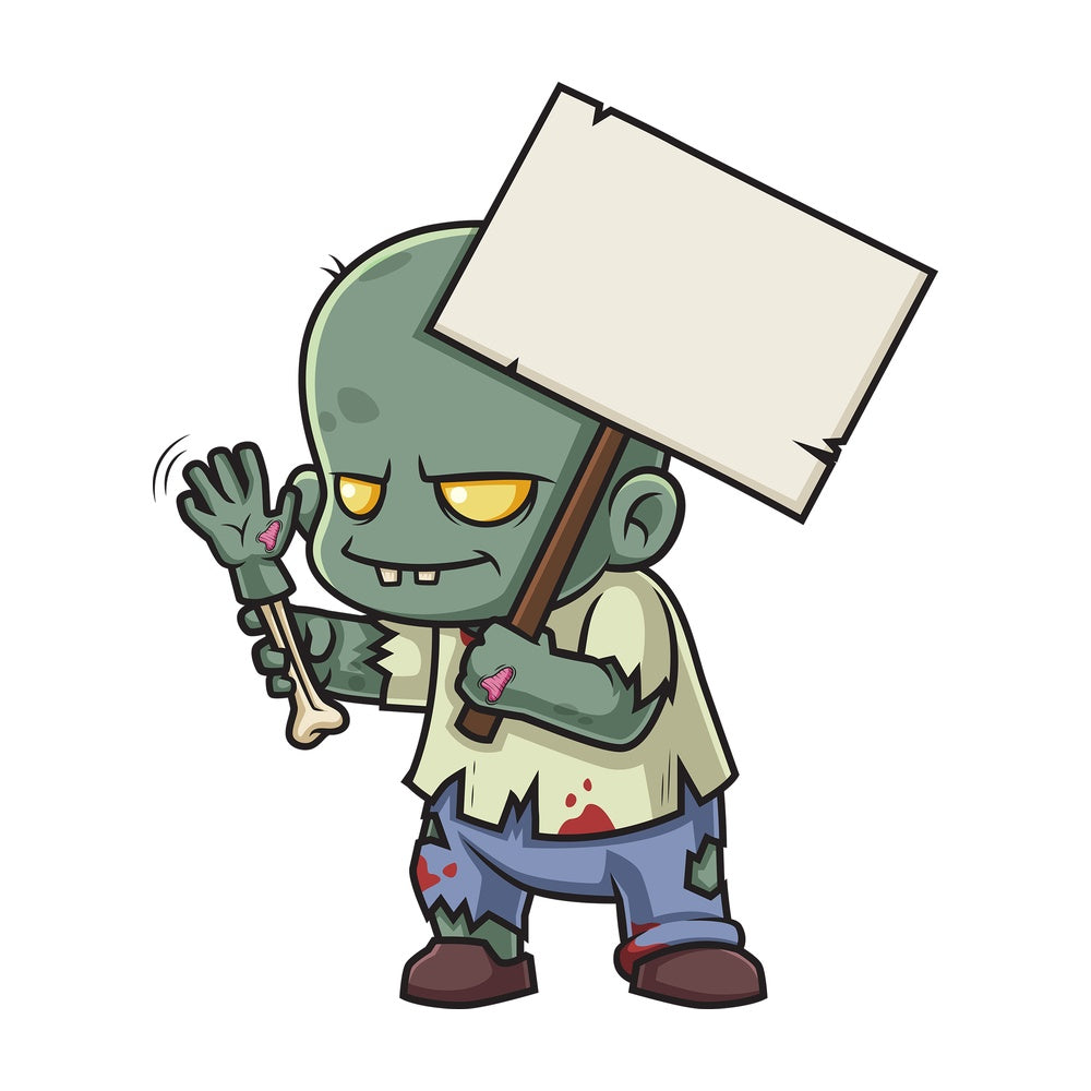 Zombie with billboard sign. PNG - JPG and vector EPS (infinitely scalable).