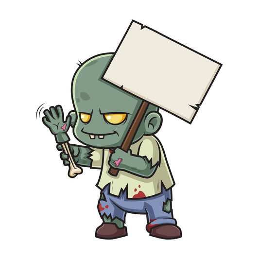 Zombie with billboard sign. PNG - JPG and vector EPS (infinitely scalable).