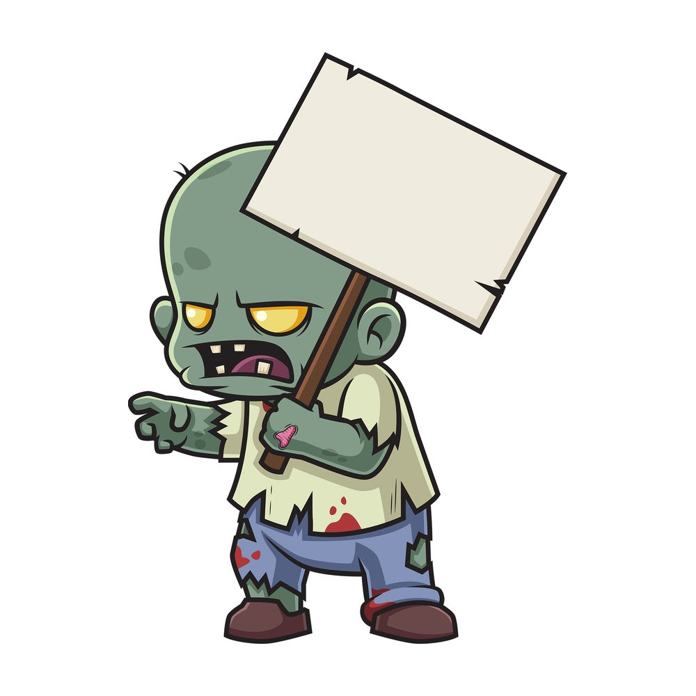 Little zombie protesting. PNG - JPG and vector EPS (infinitely scalable).