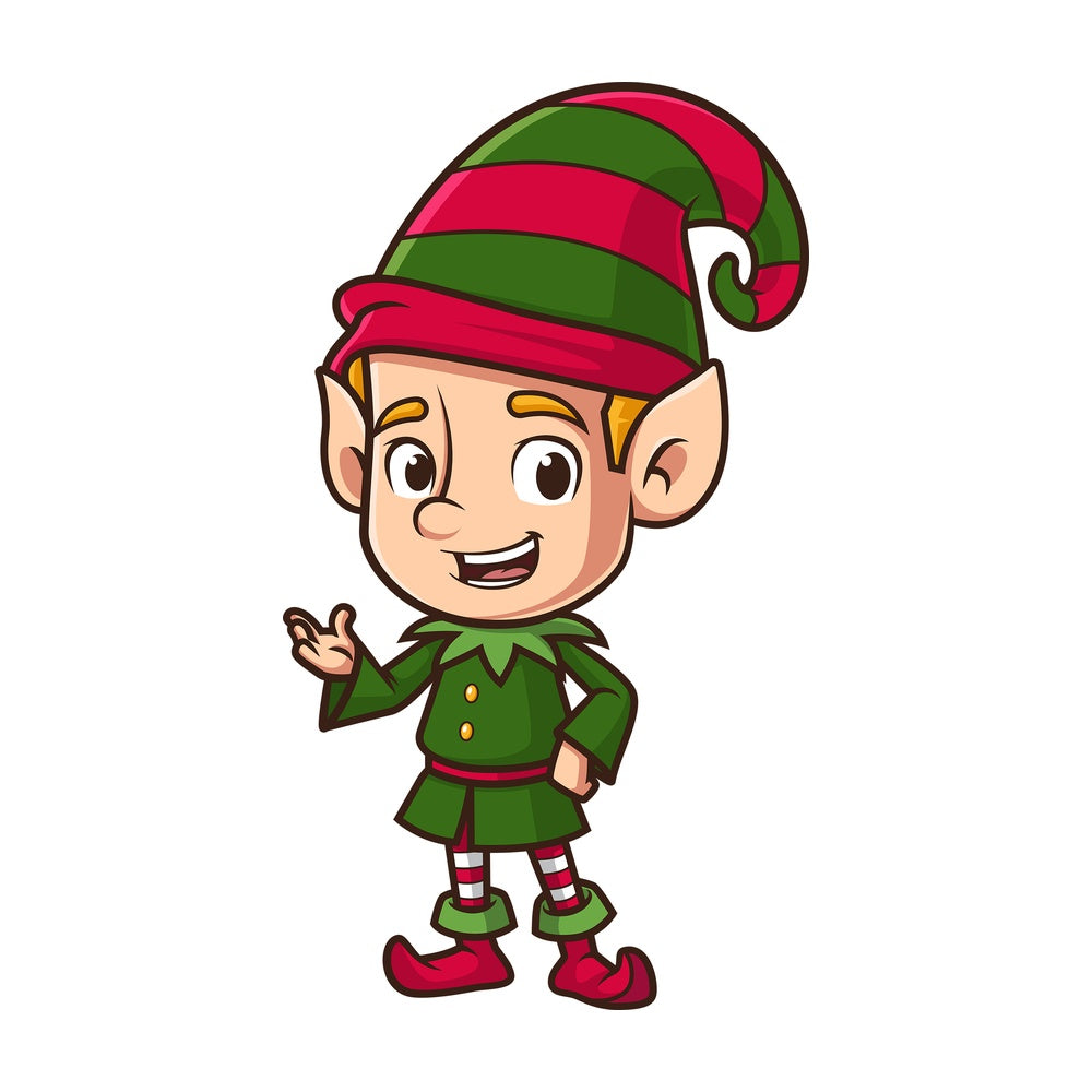 Christmas elf talking. PNG - JPG and vector EPS (infinitely scalable).