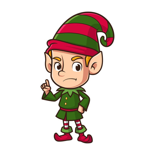 Angry christmas elf pointing. PNG - JPG and vector EPS (infinitely scalable).