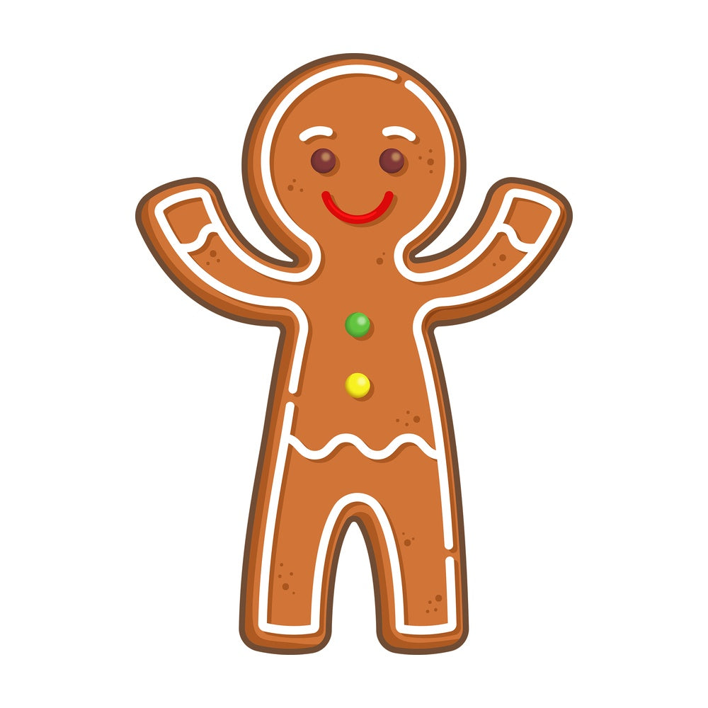 Cheerful gingerbread man. PNG - JPG and vector EPS (infinitely scalable).