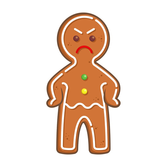 Angry gingerbread man. PNG - JPG and vector EPS (infinitely scalable).