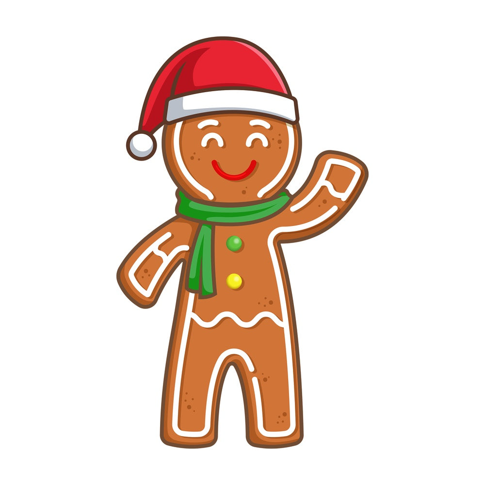 Gingerbread man with christmas hat. PNG - JPG and vector EPS (infinitely scalable).