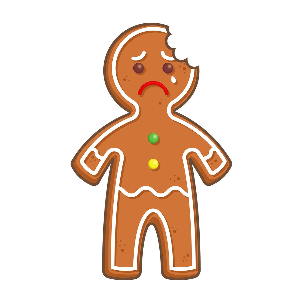 Bitten gingerbread man. PNG - JPG and vector EPS (infinitely scalable).