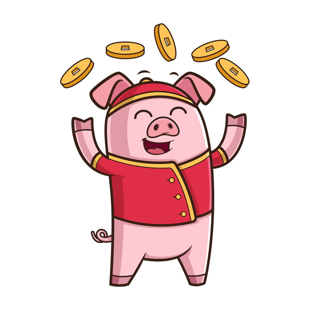 Wealthy new year chinese pig. PNG - JPG and vector EPS (infinitely scalable).