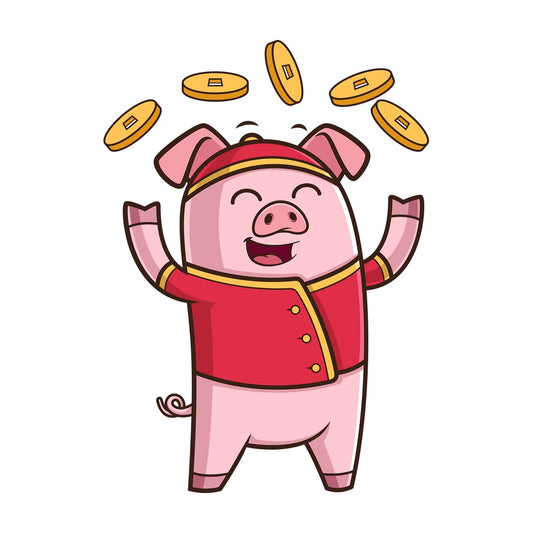Wealthy new year chinese pig. PNG - JPG and vector EPS (infinitely scalable).