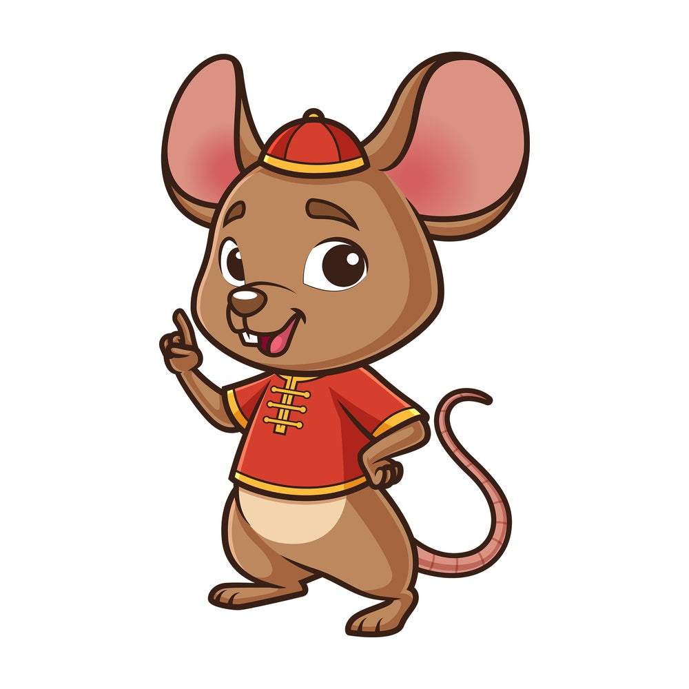 Chinese new year rat pointing up. PNG - JPG and vector EPS (infinitely scalable).