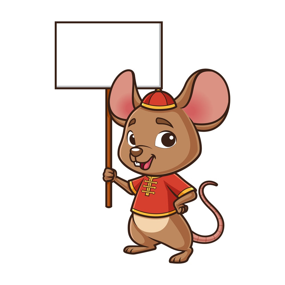 Chinese new year rat with empty sign. PNG - JPG and vector EPS (infinitely scalable).