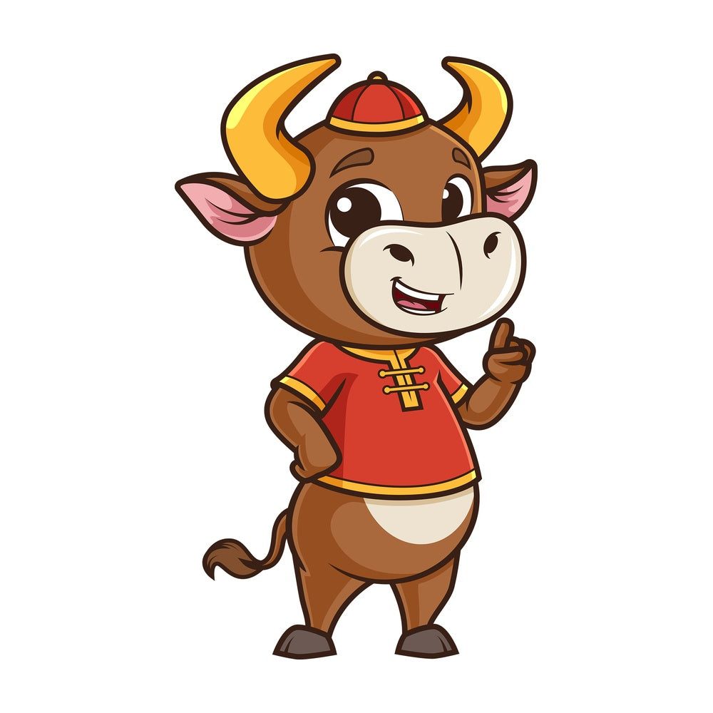 Chinese new year ox pointing up. PNG - JPG and vector EPS (infinitely scalable).