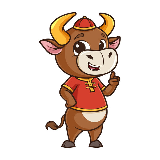 Chinese new year ox pointing up. PNG - JPG and vector EPS (infinitely scalable).