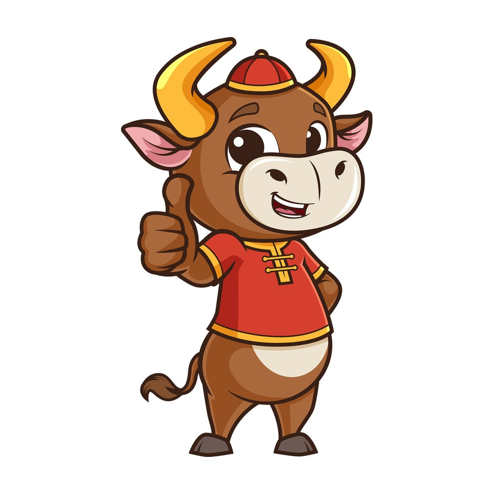 Chinese new year ox thumbs up. PNG - JPG and vector EPS (infinitely scalable).
