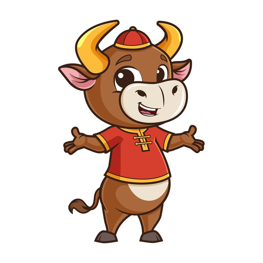 Chinese new year ox presenting. PNG - JPG and vector EPS (infinitely scalable).