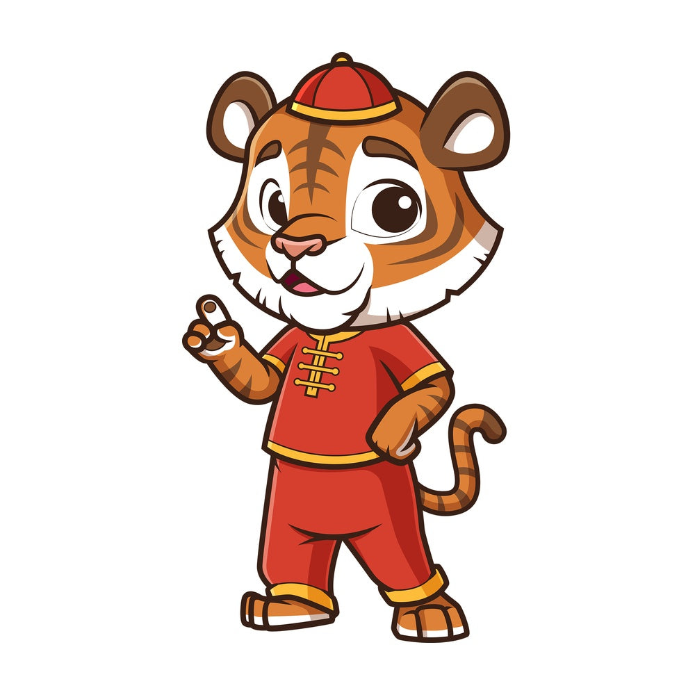 Chinese new year tiger pointing up. PNG - JPG and vector EPS (infinitely scalable).