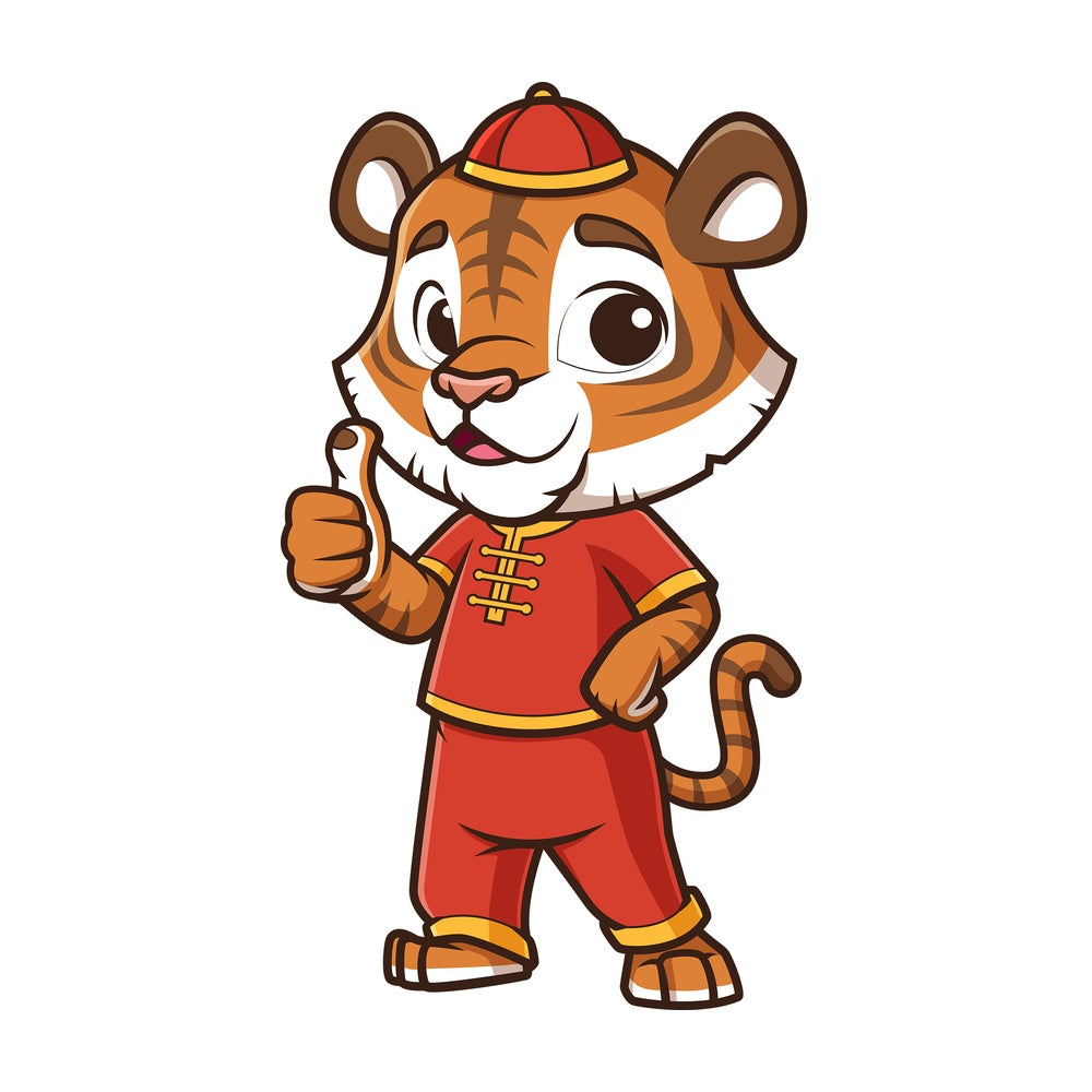 Chinese new year tiger thumbs up. PNG - JPG and vector EPS (infinitely scalable).