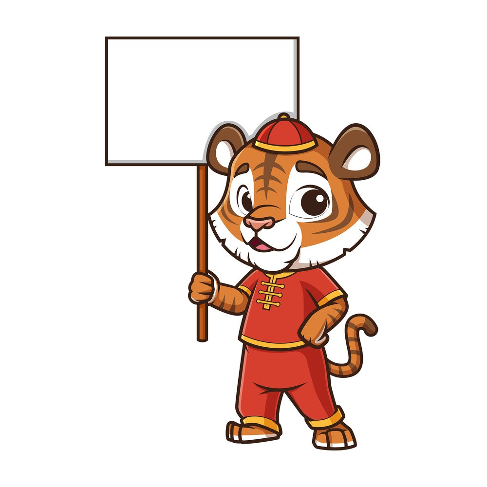 Chinese new year tiger with empty sign. PNG - JPG and vector EPS (infinitely scalable).