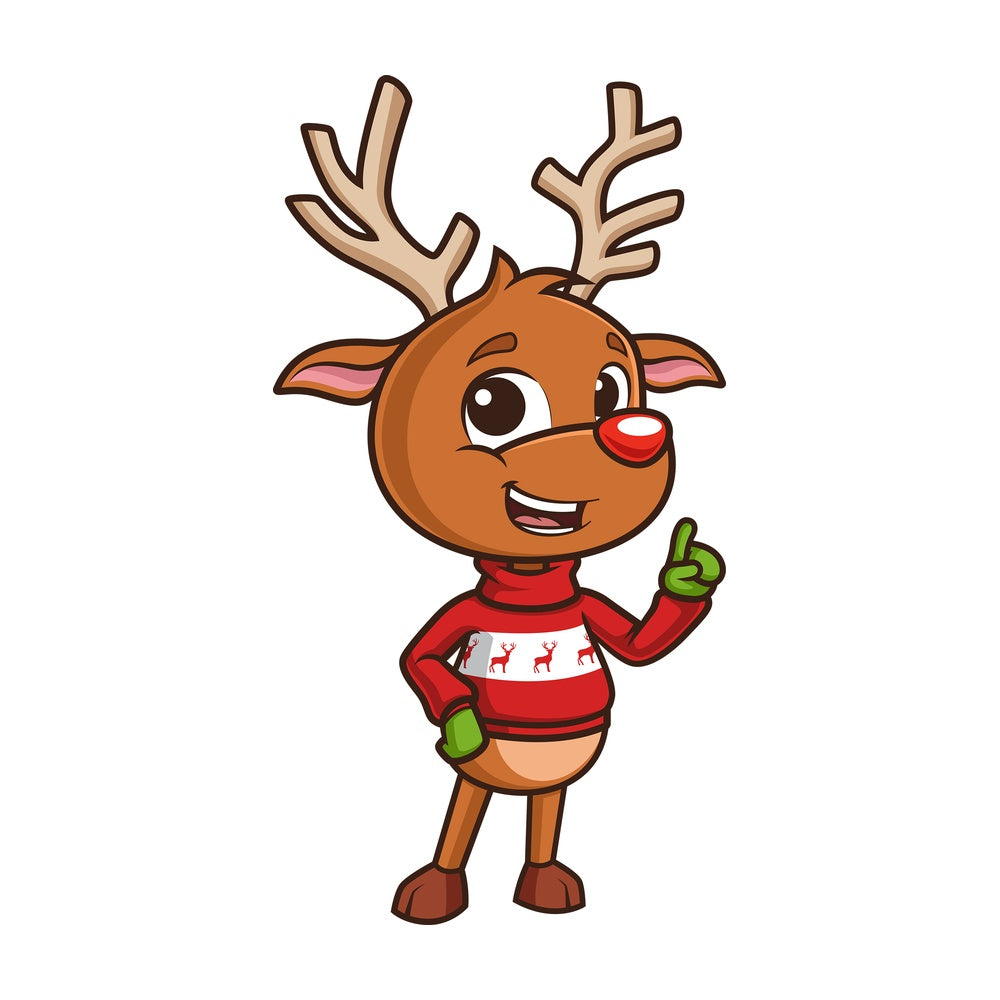 Reindeer pointing and talking. PNG - JPG and vector EPS (infinitely scalable).