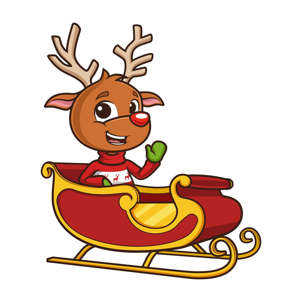 Reindeer in santa's sleigh. PNG - JPG and vector EPS (infinitely scalable).