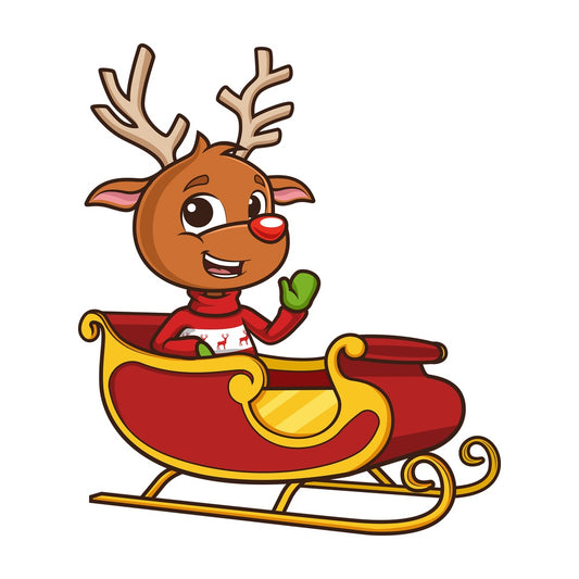Reindeer in santa's sleigh. PNG - JPG and vector EPS (infinitely scalable).