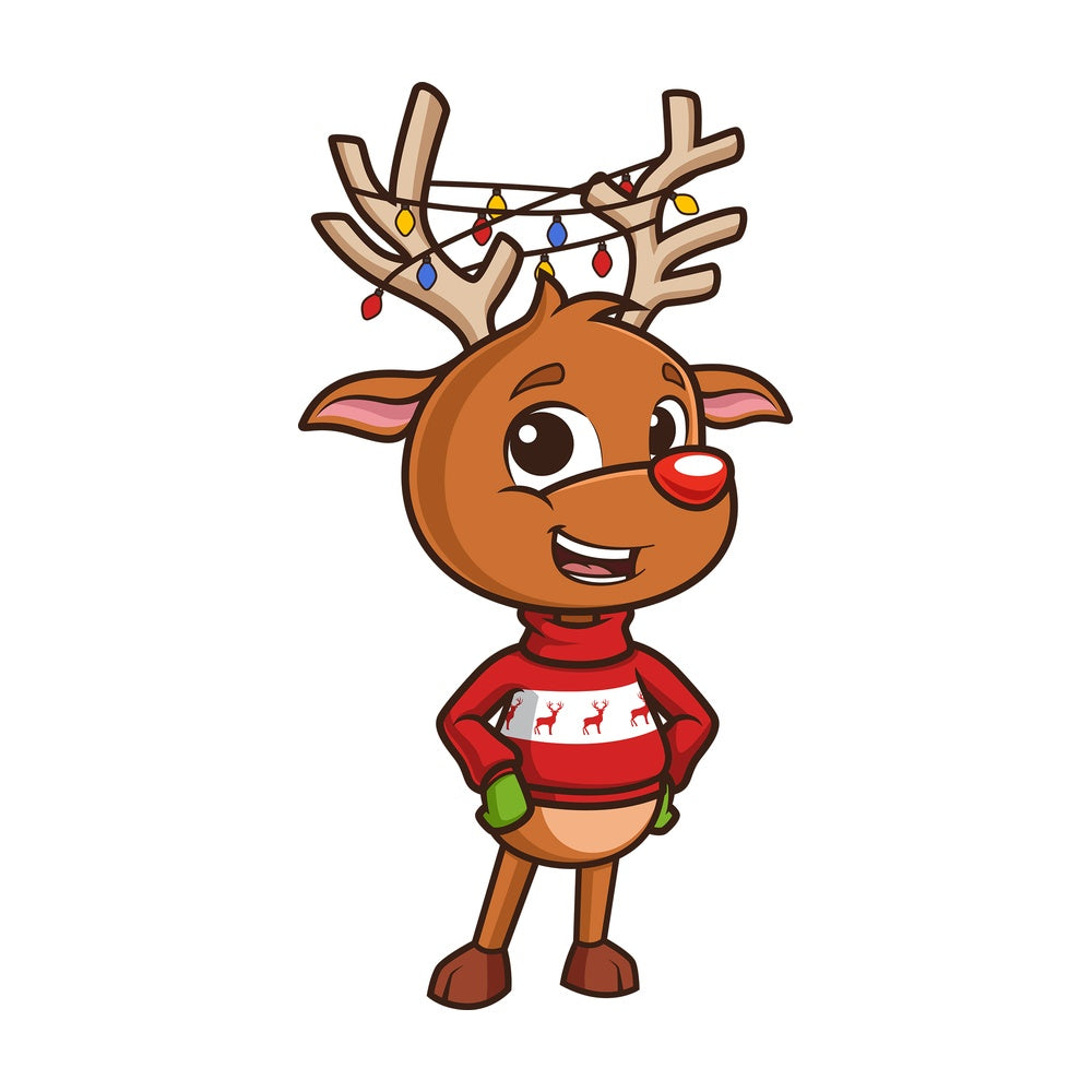 Reindeer with christmas lights in horns. PNG - JPG and vector EPS (infinitely scalable).
