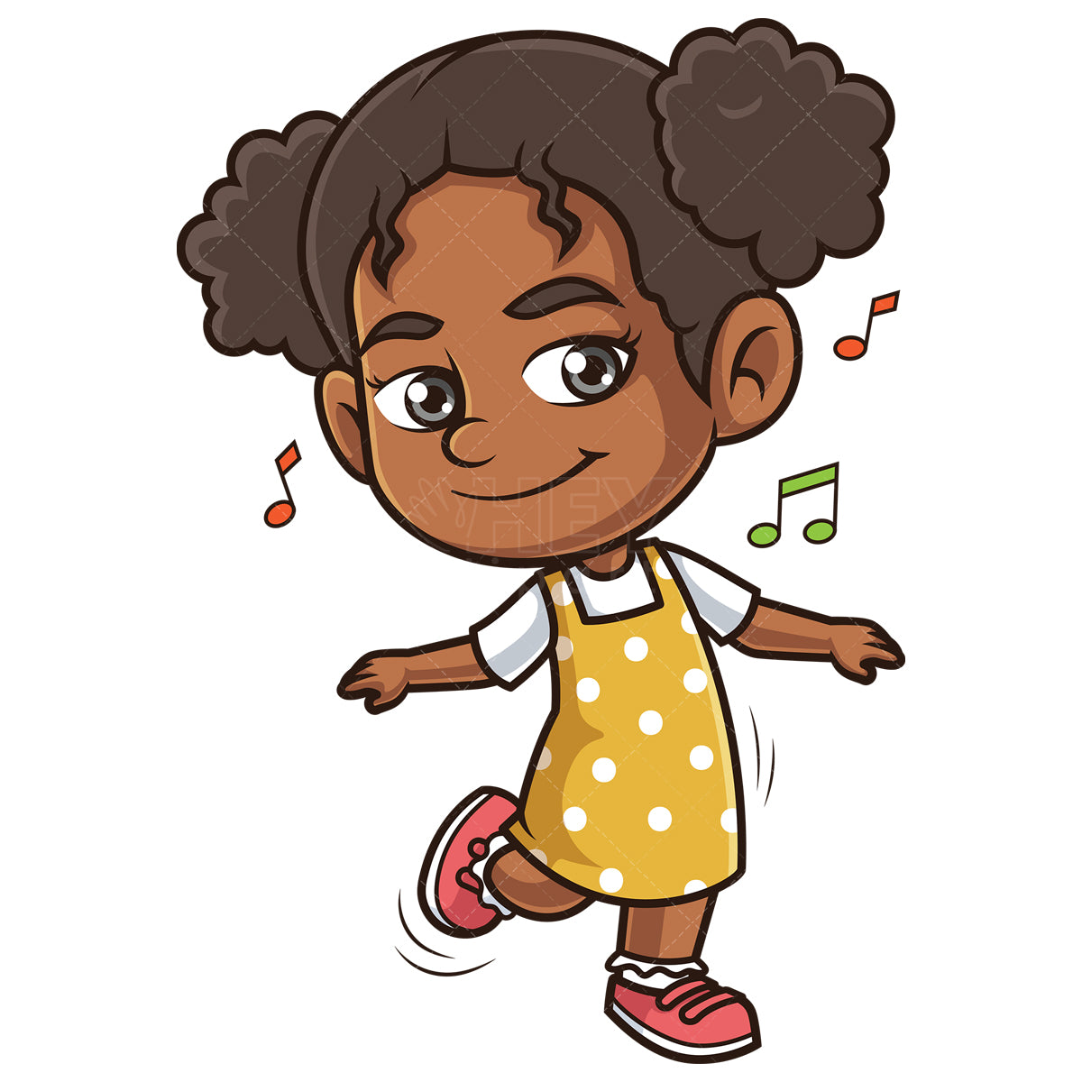 Royalty-free stock vector illustration of a african-american girl dancing.