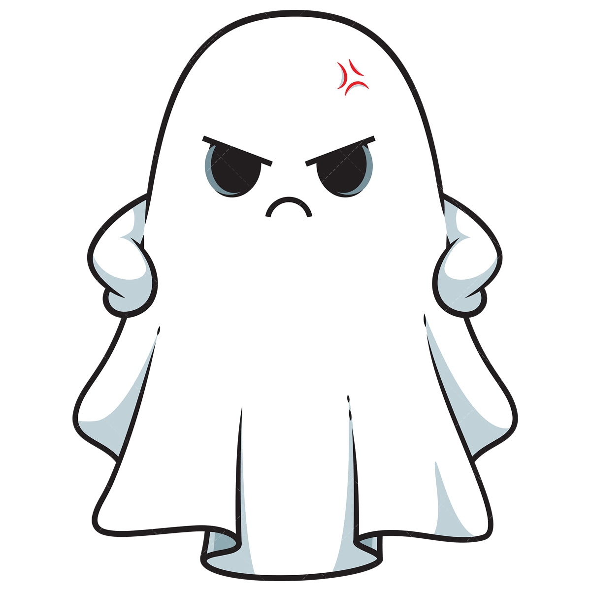 Royalty-free stock vector illustration of a angry sheet ghost.