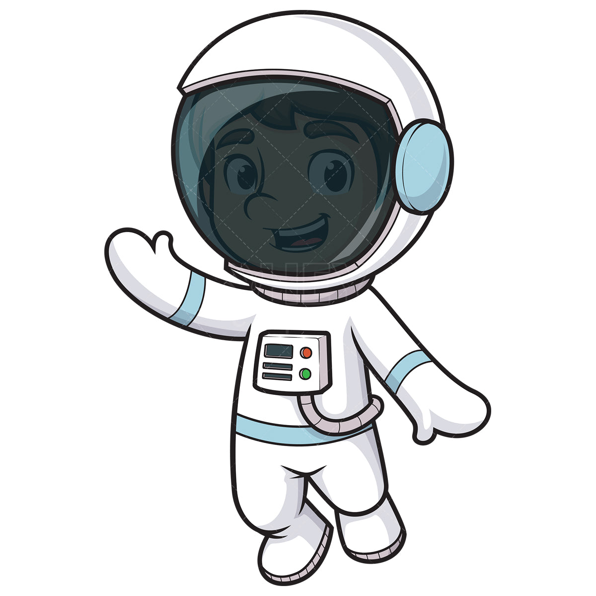 Royalty-free stock vector illustration of an astronaut waving.